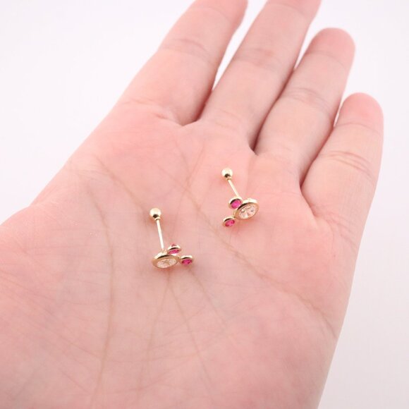 Women's 14k Gold Hot Pink Mickey Mouse Stud Earrings Adorable Jewelry ** - Picture 8 of 12